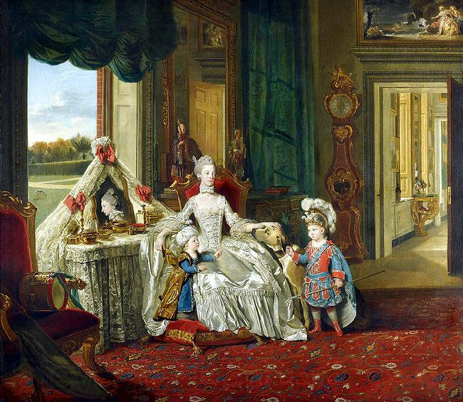 Johann Zoffany Queen Charlotte with her Two Eldest Sons Norge oil painting art